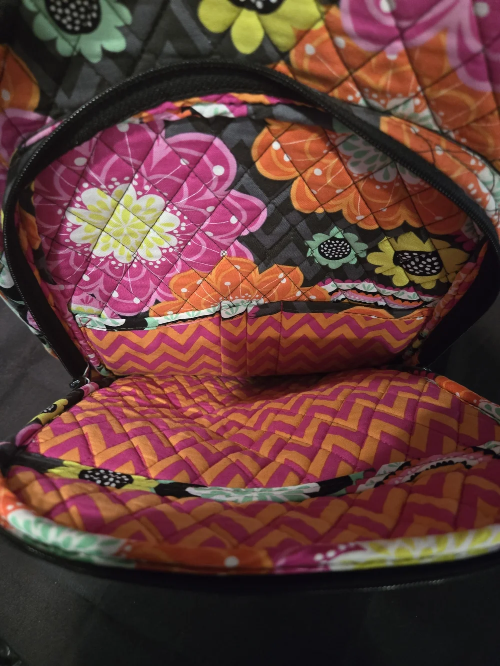 Vera Bradley Black Multi Quilted Floral Paisley Backpack